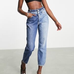 RIVER ISLAND Carrie Two Tone High Waisted Mom size 6R Patchwork